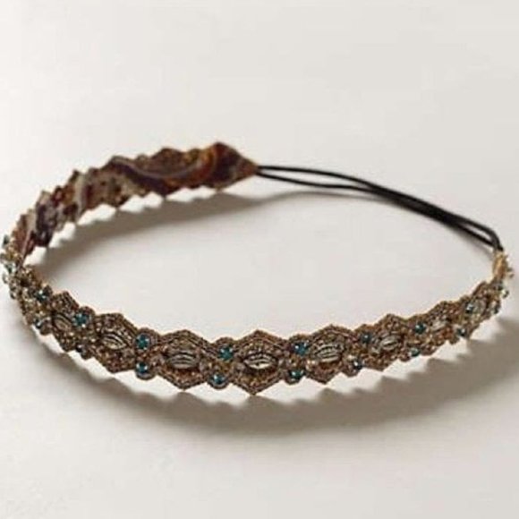 Anthropologie Accessories - Anthropologie Turquoise Jewel Beaded Headband